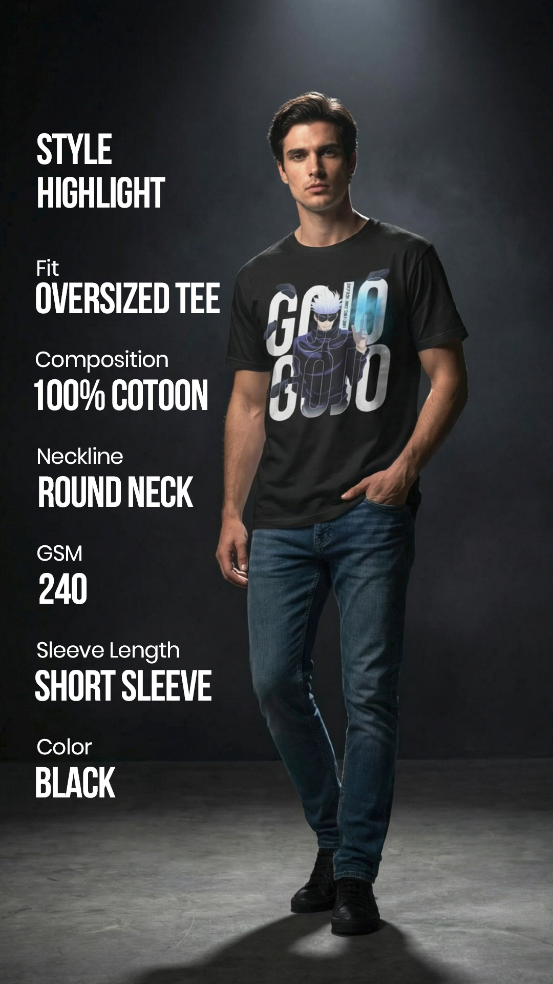 Xavier Gojo Oversized T-Shirt – Streetwear | Mobile Legends x Jujutsu Kaisen﻿ Toxikiing